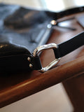 Black Zipper Leather Satchel Underarm Bag Purse For Women