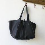 Genuine Leather Tote Bag black Leather Shopper Tote Soft Leather Ladies Purse 