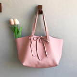 Genuine Leather Tote Bag Pink Leather Shopper Tote Soft Leather Ladies Purse 