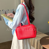 Women red Shoulder Purse Genuine Leather Shoulder Bag With Zipper - Annie Jewel