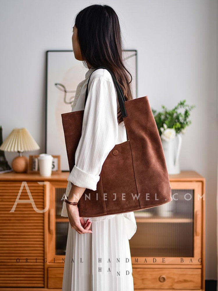 Women's high quality Genuine Suede Leather Tote bag