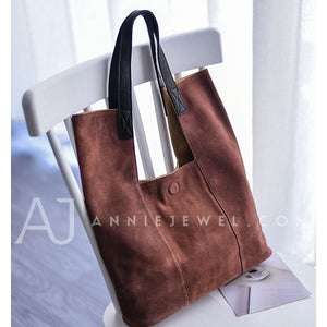 Women's Suede Leather Tote Bag Genuine Leather Suede Tote Bag 