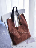 Women's Suede Leather Tote Bag Genuine Leather Suede Tote Bag 