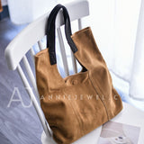 Women's Suede Leather Tote Bag Genuine Leather Suede Tote Bag 