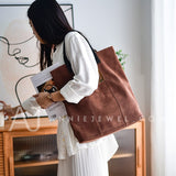 Women's Suede Leather Tote Bag Genuine Leather Suede Tote Bag 