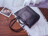 Full Grain Leather Tote Handbags Womens Black Leather Tote Bag