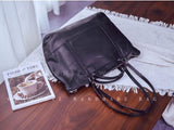 Full Grain Leather Tote Handbags Womens Black Leather Tote Bag