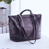 Womens black Leather Tote Handbags zip top leather tote bag 