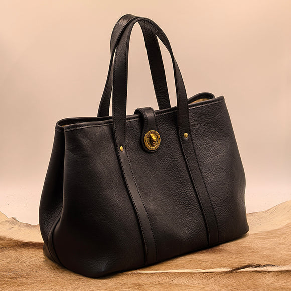 Womens Large Black Leather Handbag Genuine Leather Tote Handbags