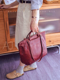 Full Grain Leather Tote Handbags Womens burgundy leather tote