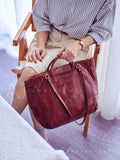 Full Grain Leather Tote Handbags Womens burgundy leather tote