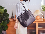 Women's Leather Tote Handbags zip top leather tote bag