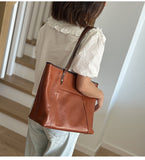 Brown Tote Bag With Compartments And Zip