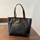 black leather tote bag tote bag with compartments and zip