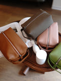 Genuine Leather Makeup Cosmetic&Toilery Bags Purse Pouch