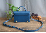 Full Grain Leather Trunk Bag Purse Leather Box Crossbody Bag Womens 