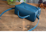 Full Grain Leather Trunk Bag Purse Leather Box Crossbody Bag Womens 