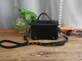 dark green Leather Trunk Bag Purse Leather Box Crossbody Bag Womens 