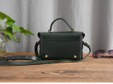 Full Grain Leather Trunk Bag Purse Leather Box Crossbody Bag Womens 