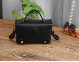 Full Grain Leather Trunk Bag Purse Leather Box Crossbody Bag Womens 