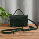 Full Grain Leather Trunk Bag Purse Leather Box Crossbody Bag Womens 