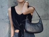 Women's Black Leather Underarm Bag Leather Underarm Crossbody Bag 