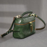 Green Leather Vanity Purse Crossbody Bag Women's Satchel Purse 