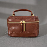 Brown Leather Vanity Purse Crossbody Bag Women's Satchel Purse 