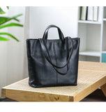 Medium Black Tote Real Leather Tote Bag Black Leather Work Tote