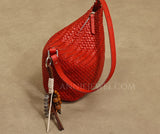 red Woven Leather Shoulder Bag woven leather bucket bag​ Leather Woven Hobo Bag Womens 