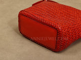 red Woven Leather Shoulder Bag Woven Leather Hobo Bag Leather Woven Hobo Bag Womens 