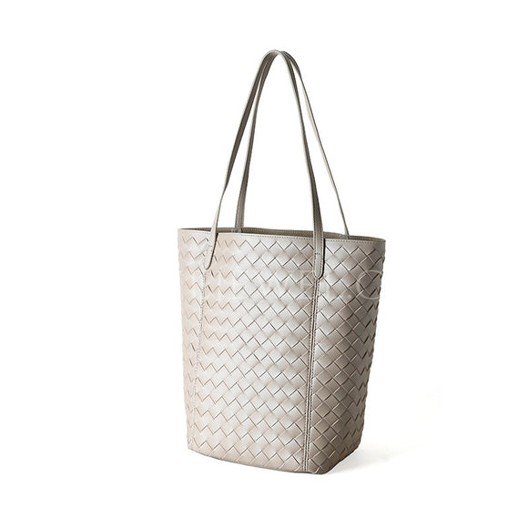 gray Leather Woven Tote Bag Leather Woven Leather Tote Handbag Womens 