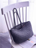 Women's Genuine Leather Black Woven Tote Black Woven Leather Tote Woven Black Purse 