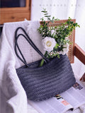 Women's Genuine Leather Black Woven Tote Black Woven Leather Tote Woven Black Purse 