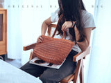 brown Leather Woven Tote Bag Woven Tote Bag Leather Womens 