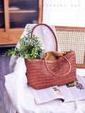 Genuine Leather Woven Tote Bag Woven Tote Bag Leather Womens 