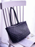 Women's Genuine Leather Black Woven Tote Black Woven Leather Tote Woven Black Purse 