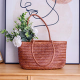 brown Leather Woven Tote Bag Woven Tote Bag Leather Womens 