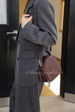 Brown Woven Leather Half Moon Handbag Leather Dome Handbag Double Zipper Womens