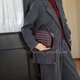 brown Genuine Leather Woven Mini Dome Purse Leather Crossbody Handbag Womens