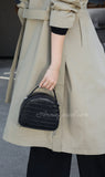 Brown Woven Leather Half Moon Handbag Leather Dome Handbag Double Zipper Womens