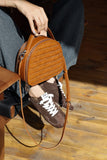 Genuine Leather Woven Mini Dome Purse Leather Crossbody Handbag Womens