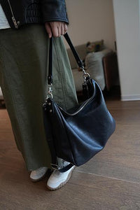 Black Leather Hobo Black Hobo Shoulder Bag Women's Leather Hobo Bags With Zipper 