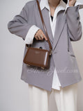 Black Structured Leather Handbag Top Handle Leather Rectangular Crossbody Bag Womens