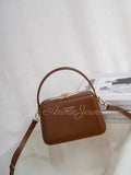 Black Structured Leather Handbag Top Handle Leather Rectangular Crossbody Bag Womens