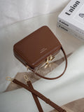 Black Structured Leather Handbag Top Handle Leather Rectangular Crossbody Bag Womens