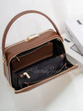 Black Structured Leather Handbag Top Handle Leather Rectangular Crossbody Bag Womens