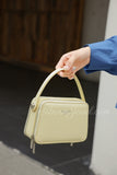 Black Structured Leather Handbag Top Handle Leather Rectangular Crossbody Bag Womens