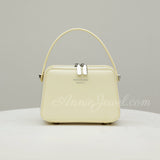 Black Structured Leather Handbag Top Handle Leather Rectangular Crossbody Bag Womens