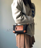 Lightweight Nylon Leather Trim Mini Handbag Small Nylon Purse With Front Zip Pocket Womens